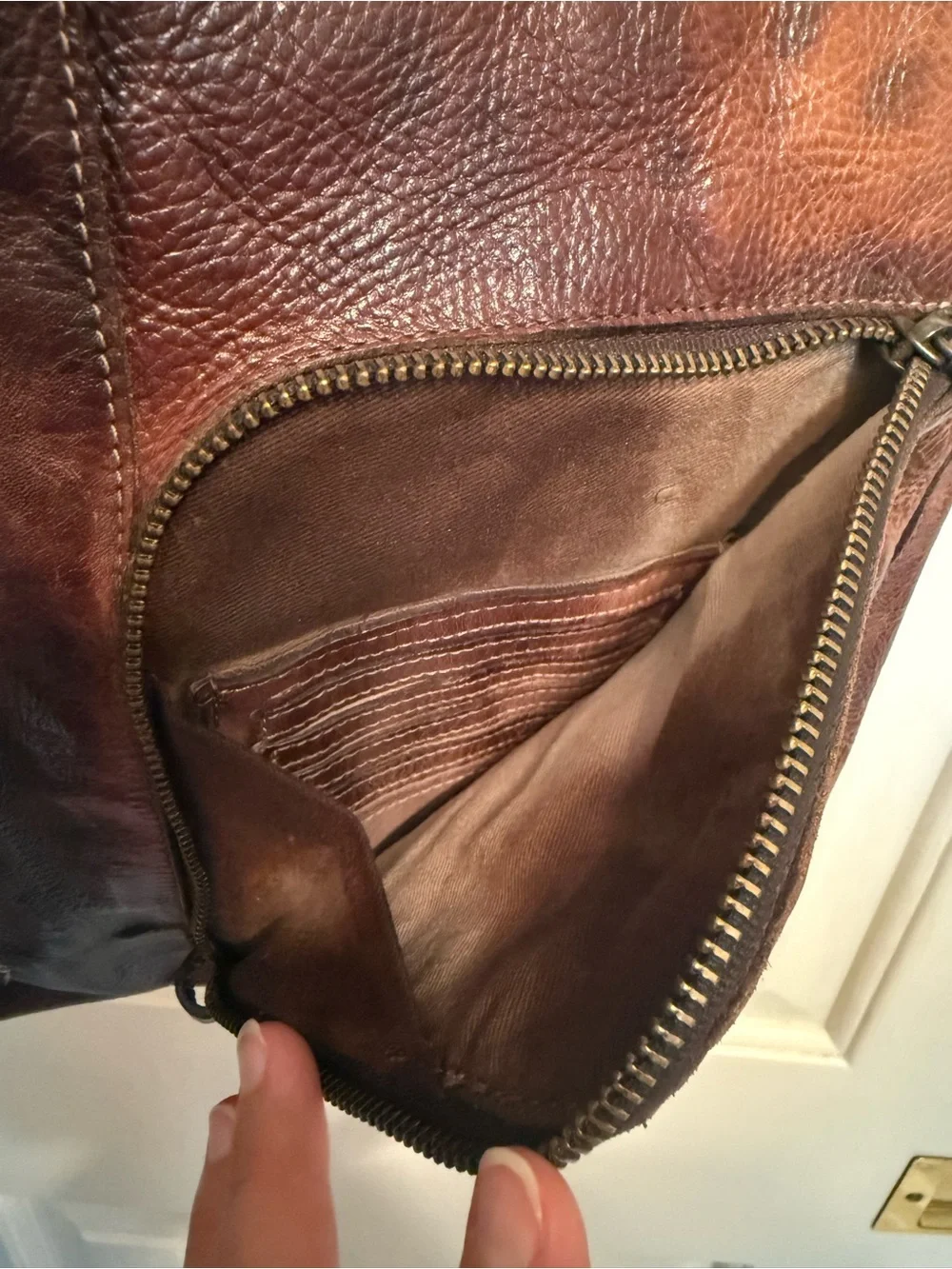 Bed Stu Two-Tone Brown Leather Messenger Bag